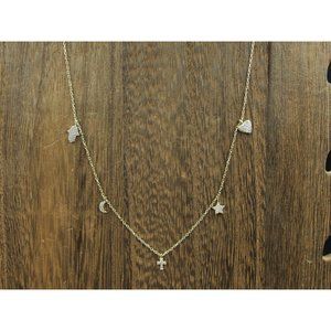 18 Inch Gold Over Sterling Silver Cubic Zirconia Charms Necklace